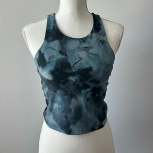 Beyond Yoga Blue Tie Dye Halter Neck Sports Bra Shelf Bra High Impact Size Med